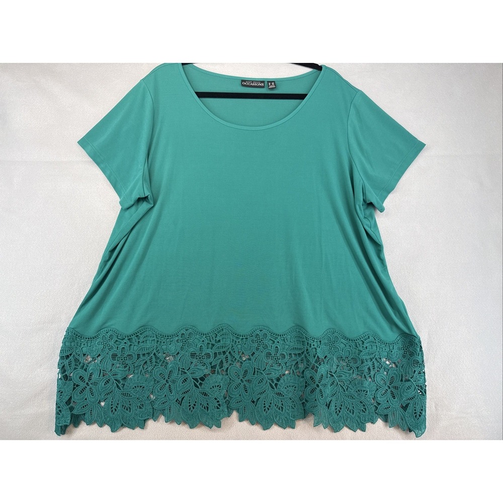 Susan Graver Occasions Women's Size 2X Top With Lace Trim